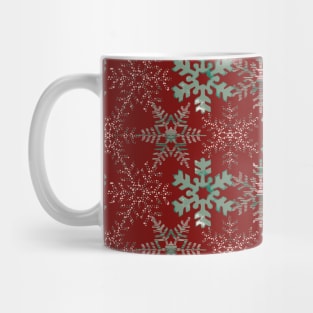 Red Mosaic Snowflakes Mug